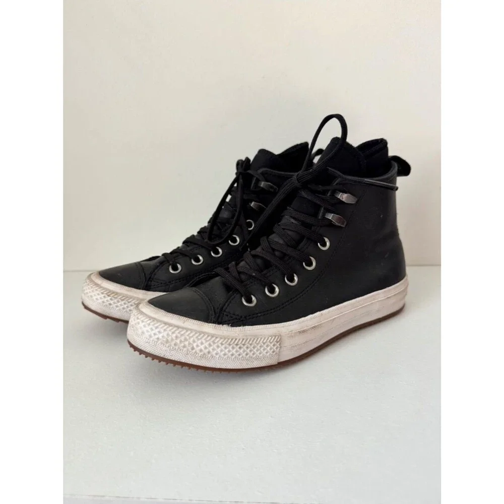 Converse Chuck Taylor All Star Waterproof Leather Boot High Top Black Women's 8